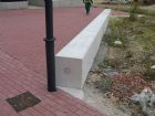 White concrete benches